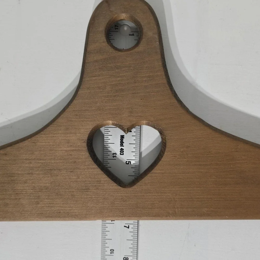 VTG Hand Cut Heart Wooden Clothes Hanger for Peg Rack Country Farmhouse Folk Art